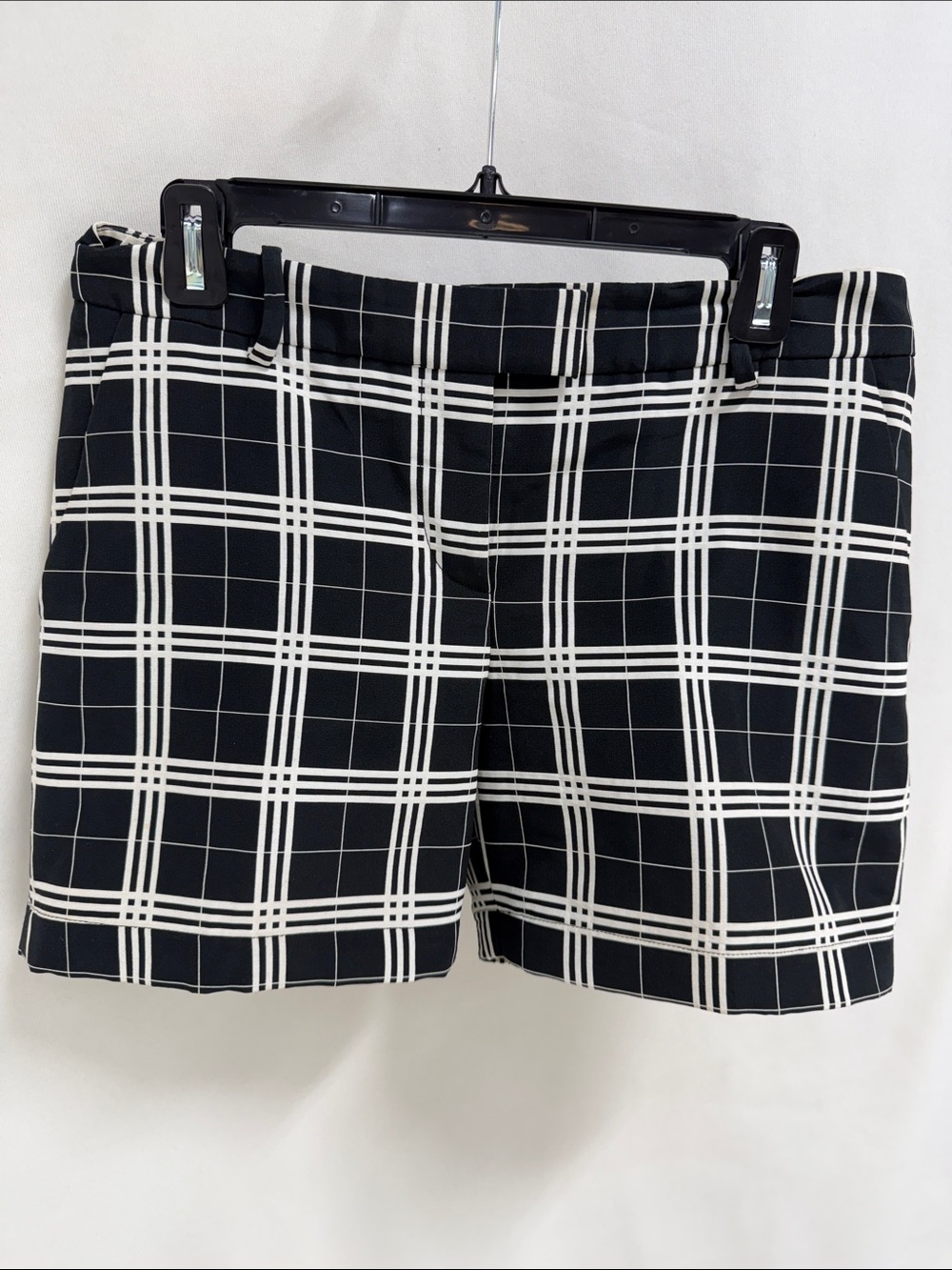Oscar de la Renta Black and White Windowpane Plaid Shorts